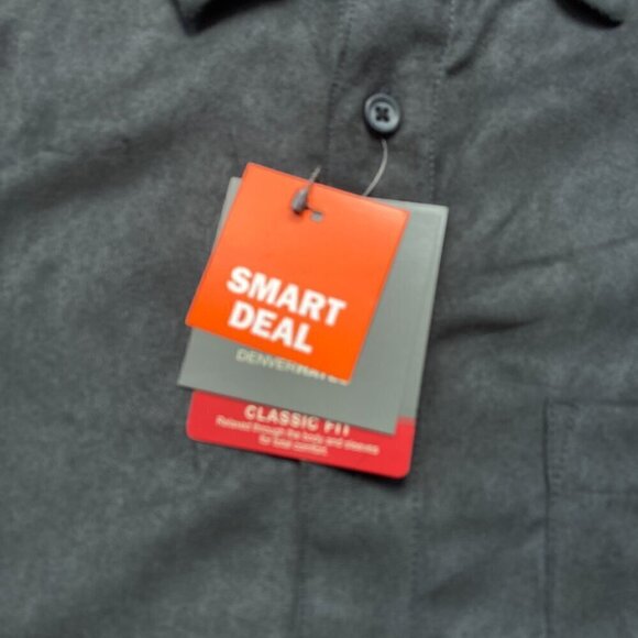 Suede like  DENVER HAYES LUXE MENS FITTED DRESS SHIRT SIZE MEDIUM /CHARCOAL - Picture 2 of 11